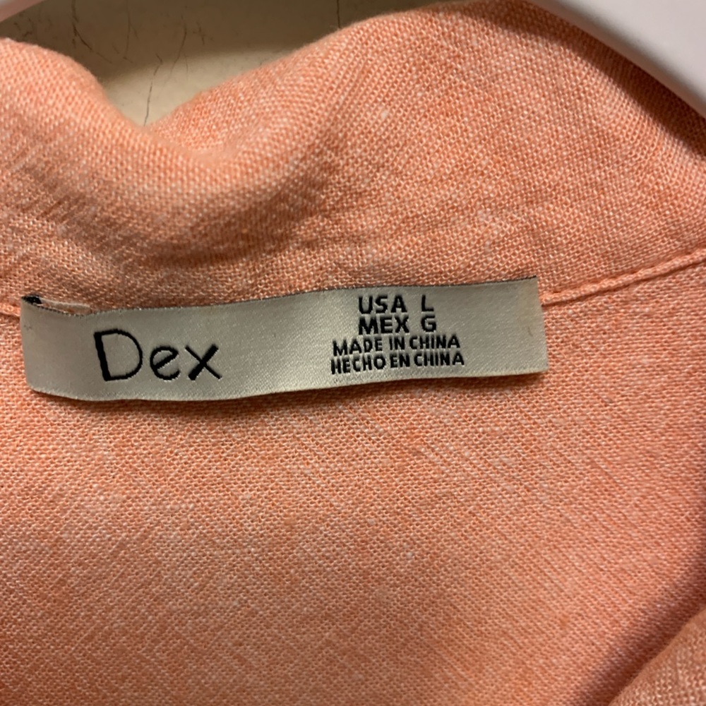 Dex Peach Coral Linen Blend Button Front Shirt - Picture 3 of 5